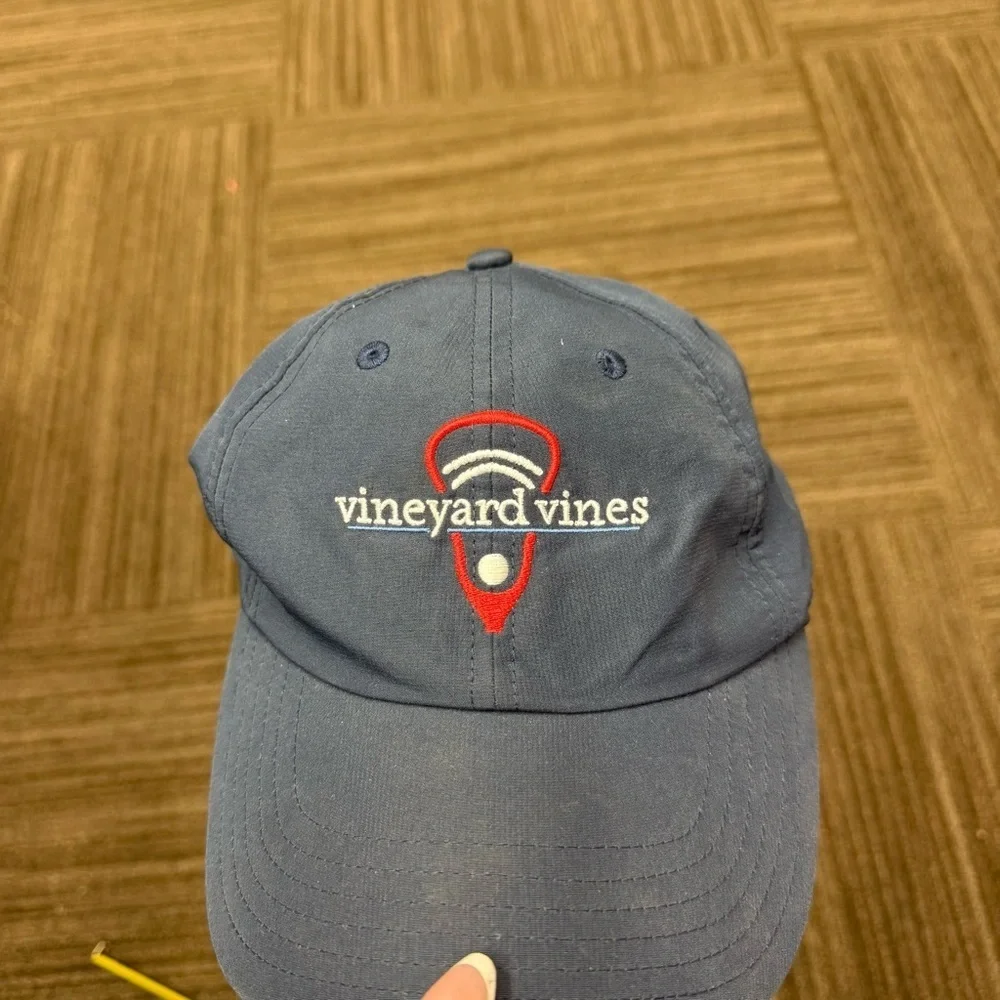 Vineyard Vines Navy with Red Embroidered Lacrosse Stick Cap Hat